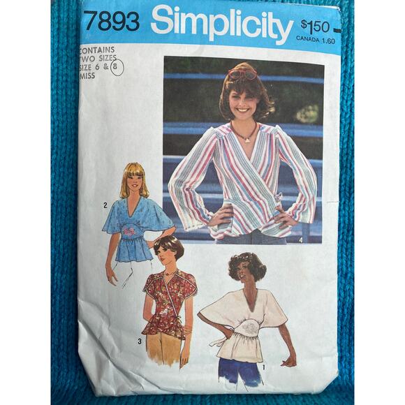 Simplicity 7893 Sewing pattern wrap blouse pullover blouse boho size 6 8 - Picture 1 of 5